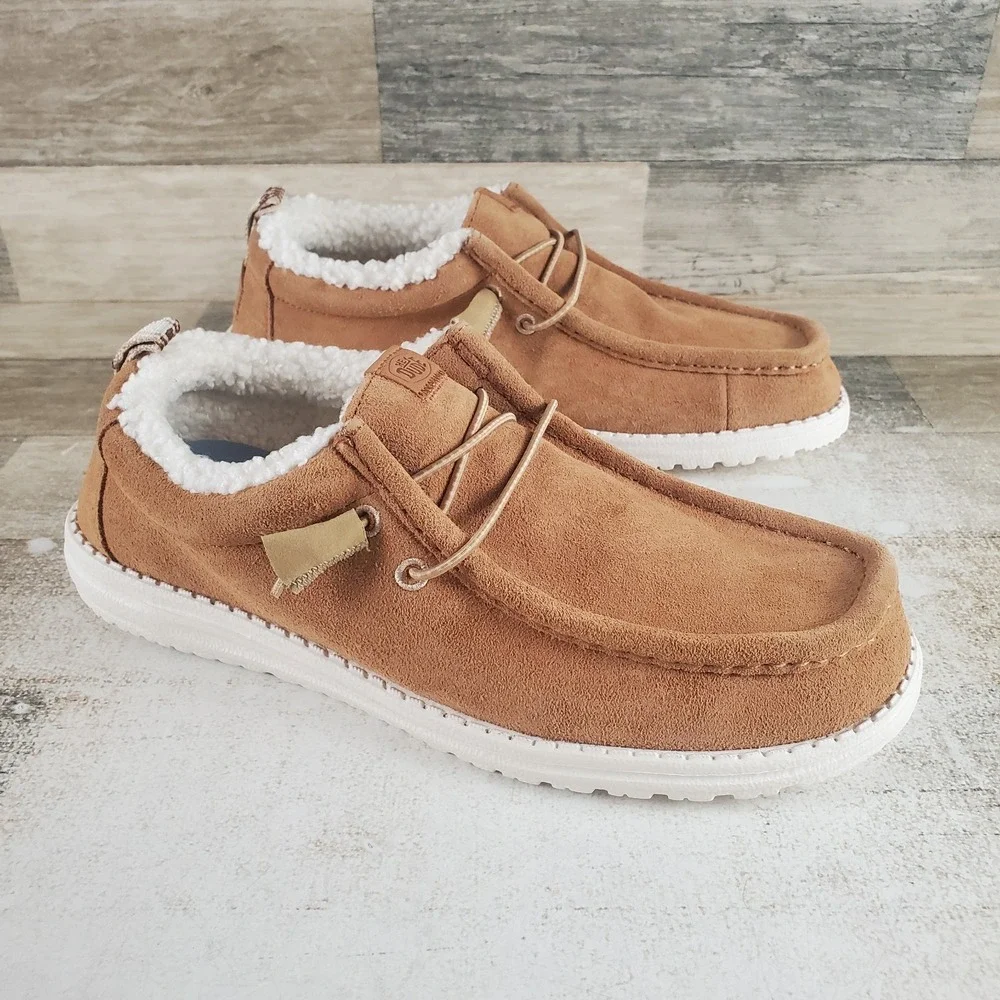 Hey Dude Wally Suede Shearling Loafers Mens Sz 13 Slip On Shoes